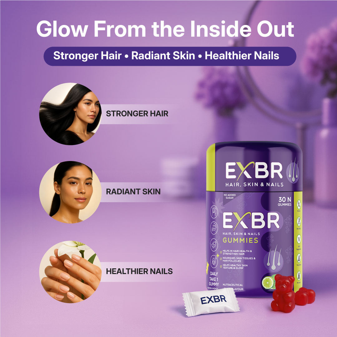 EXBR Hair, Skin & Nails Gummies – Beauty from Within (30 Gummies)