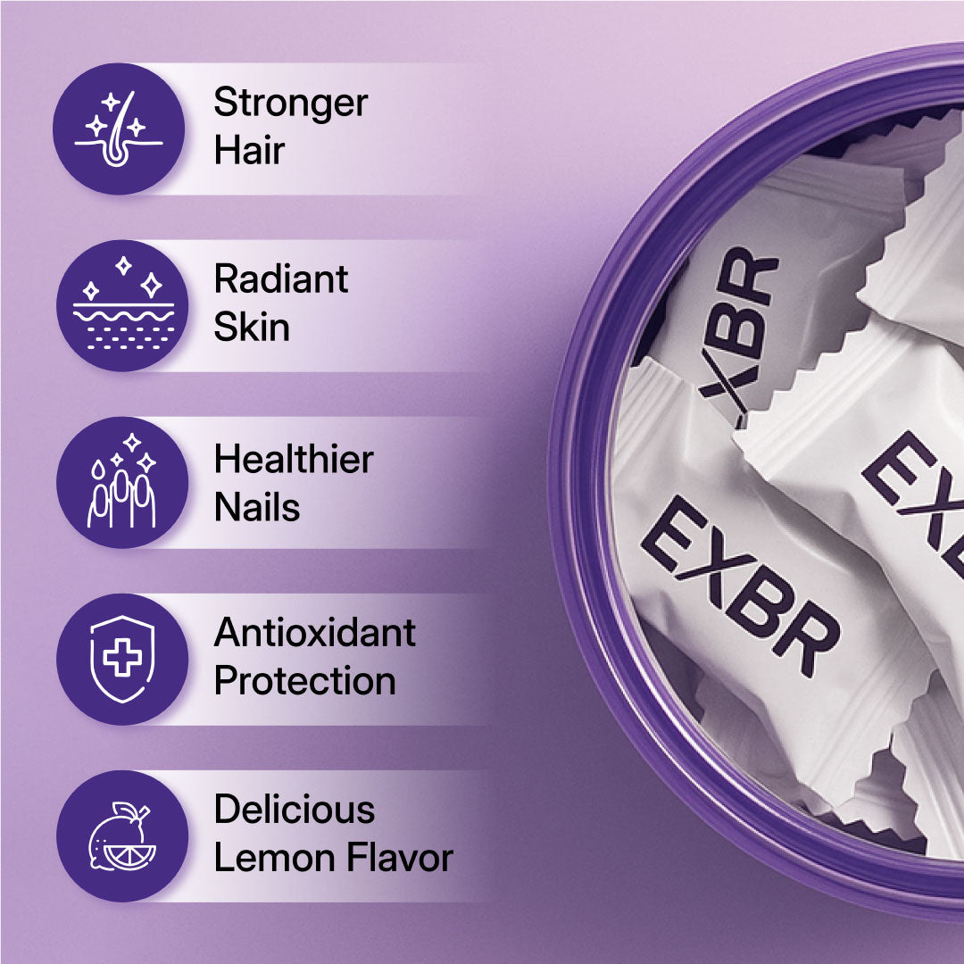 EXBR Hair, Skin & Nails Gummies – Beauty from Within (30 Gummies)