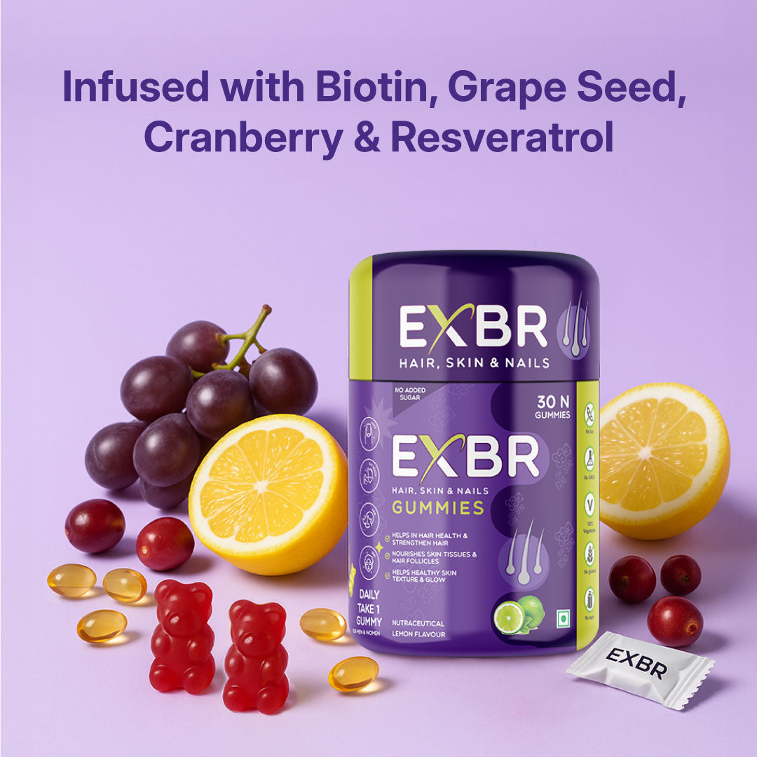 EXBR Hair, Skin & Nails Gummies – Beauty from Within (30 Gummies)